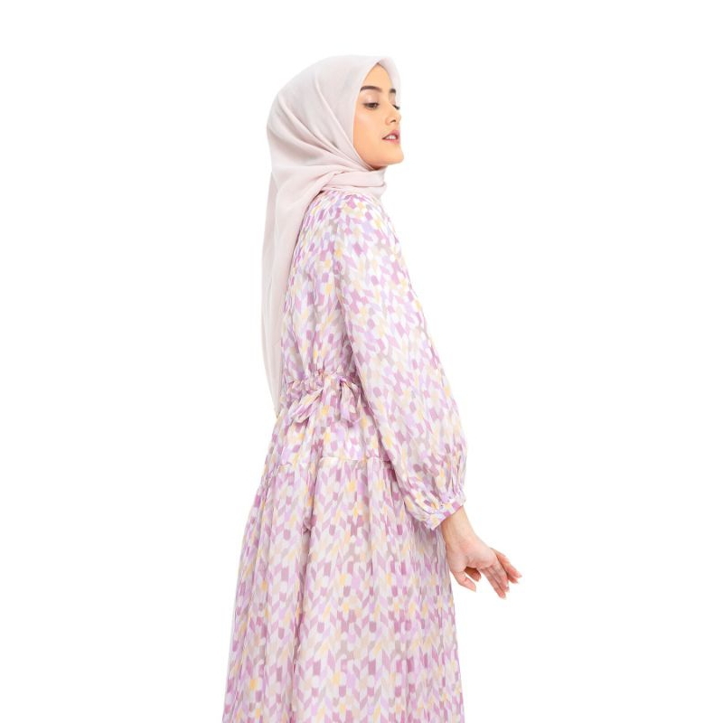 Gamis / Dress Nada Puspita x Cottonink Pink Geometric Chiara (M)