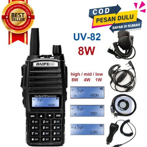 TERLARIS - HT UV 82 PRO 82 HT handy talky 8 watt dualband vhf uhf bergaransi jarak jauh 100KM