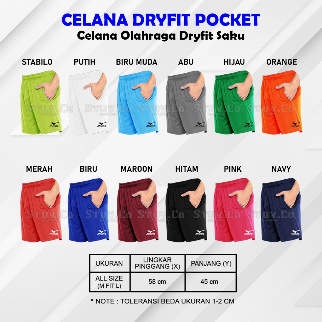 Kolor Pendek | Celana Olahraga | Celana Bola | Celana Lari Pria Wanita Bahan Dryfit Premium All Size