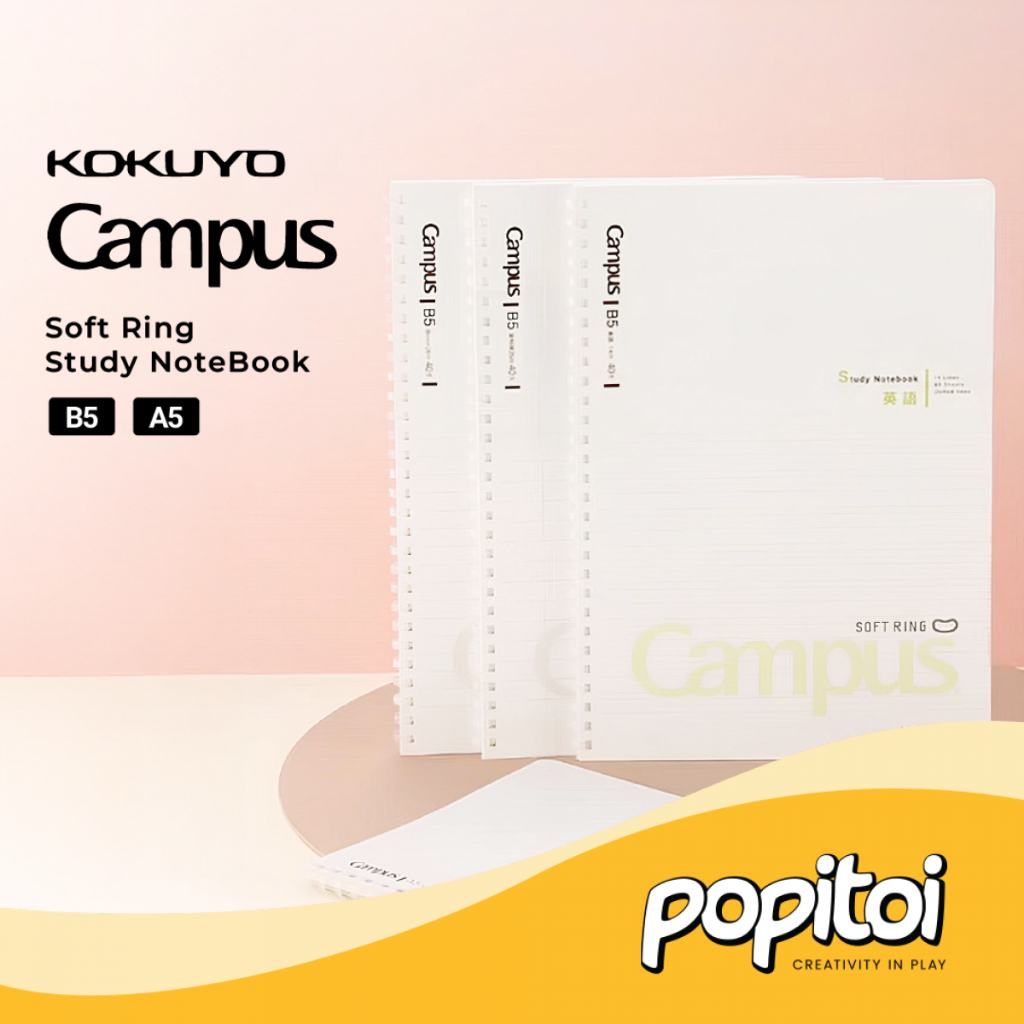 

Kokuyo Campus Soft Ring Study Notebook White PP Cover B5 Buku Tulis Catatan Sekolah Spiral
