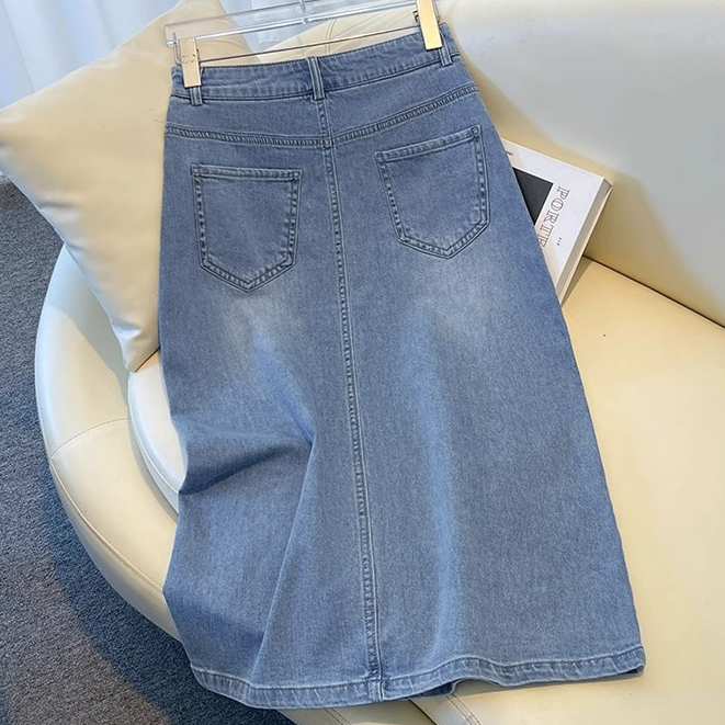 D3W boll.idRok Jeans Wanita Jumbo Rok Korean Style Rok Wanita Kekinian Rok Jeans Panjang A Line