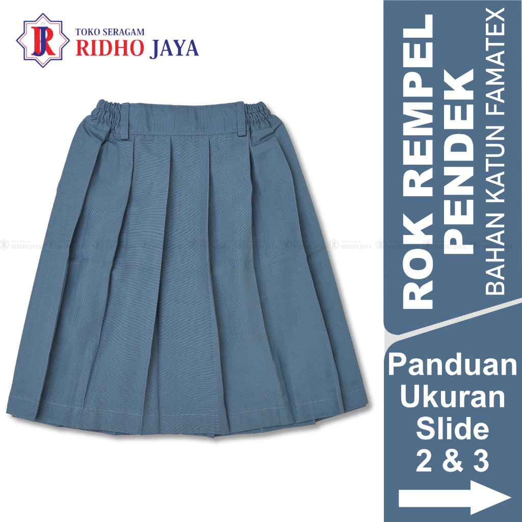 RIDHO JAYA Rok Rempel Plisket Abu SMA Pendek | Seragam Sekolah Rok Rempel Pendek | Rok Sekolah Abu P