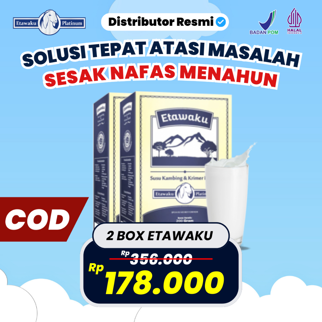 

2 Box Susu Kambing Etawaku Platinum Solusi Tepat Atasi Masalah Sesak Nafas Menahun BPOM Halal COD