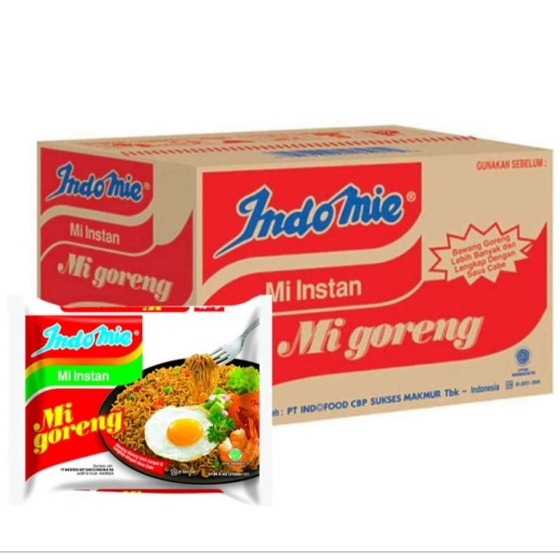 

Indomie Mi Instan Goreng 84 g & Indomie Mi Instan Ayam Bawang 69 g 1 Karton isi 40pcs