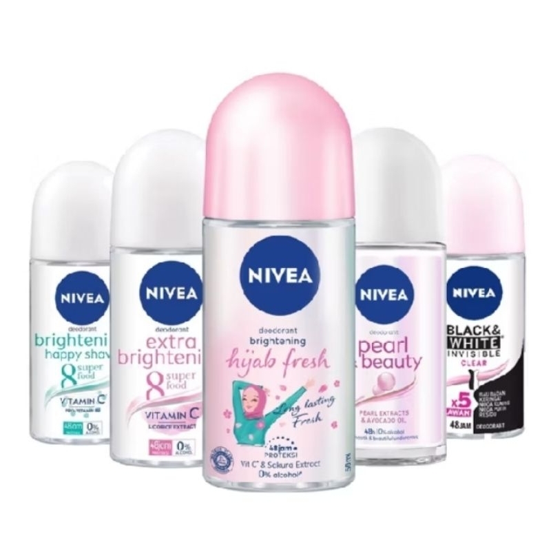 NIVEA Women / Men Deadorant  Roll On 50ML - Black&White/Extra Brightening/ Pearl & Beauty/ Hijab fre