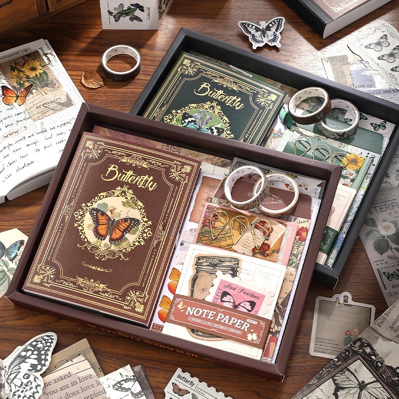 

[Artopia] 140pcs Bujo Set Butterfly Warm Mail BWM Gift Box / Deco Journaling Paket Jurnal Retro Vintage