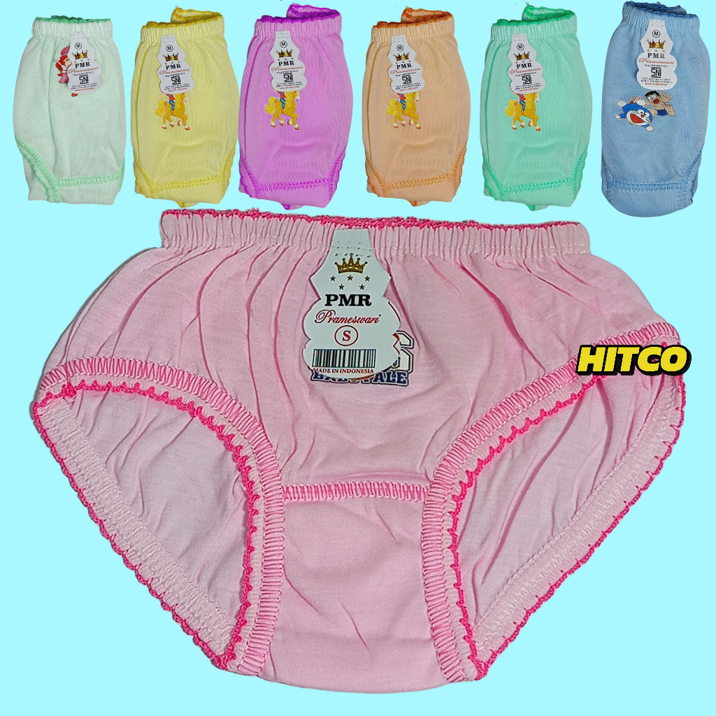 Cd Anak Perempuan 6 Pcs Sampak Cangcut Motif Polos