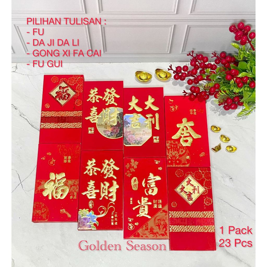 

GROSIR Angpao Imlek Panjang Isi 23pcs Fu / Gong Xi Fa Cai / Amplop Sincia / Hongbao