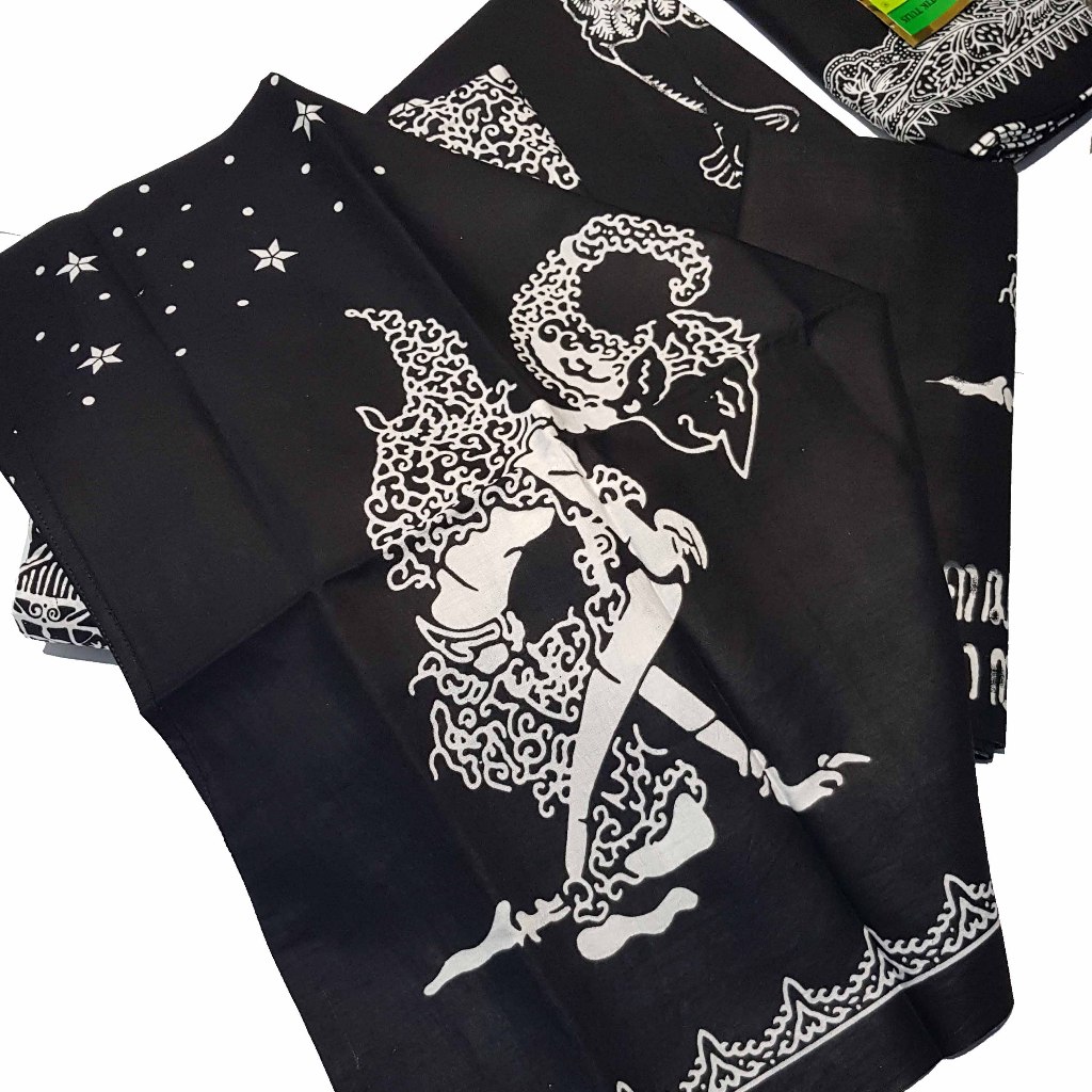SARUNG BATIK WAYANG SANTRI / SARUNG BATIK WAYANG / SARUNG BATIK HITAM KATUN PRINT