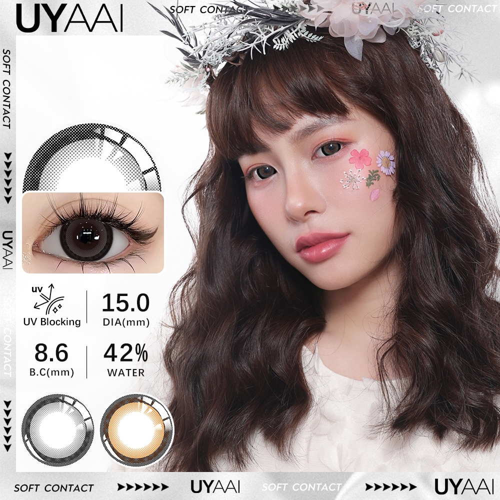 UYAAI Softlens 15MM Normal Mata Korea Seri Lollipop Sepasang Lensa Kontak 6 Bulan