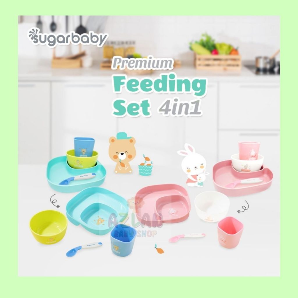 Sugar Baby Premium Feeding Set 4in1 Tempat Makan Bayi Alat Makan Bayi Peralatan Makan Bayi