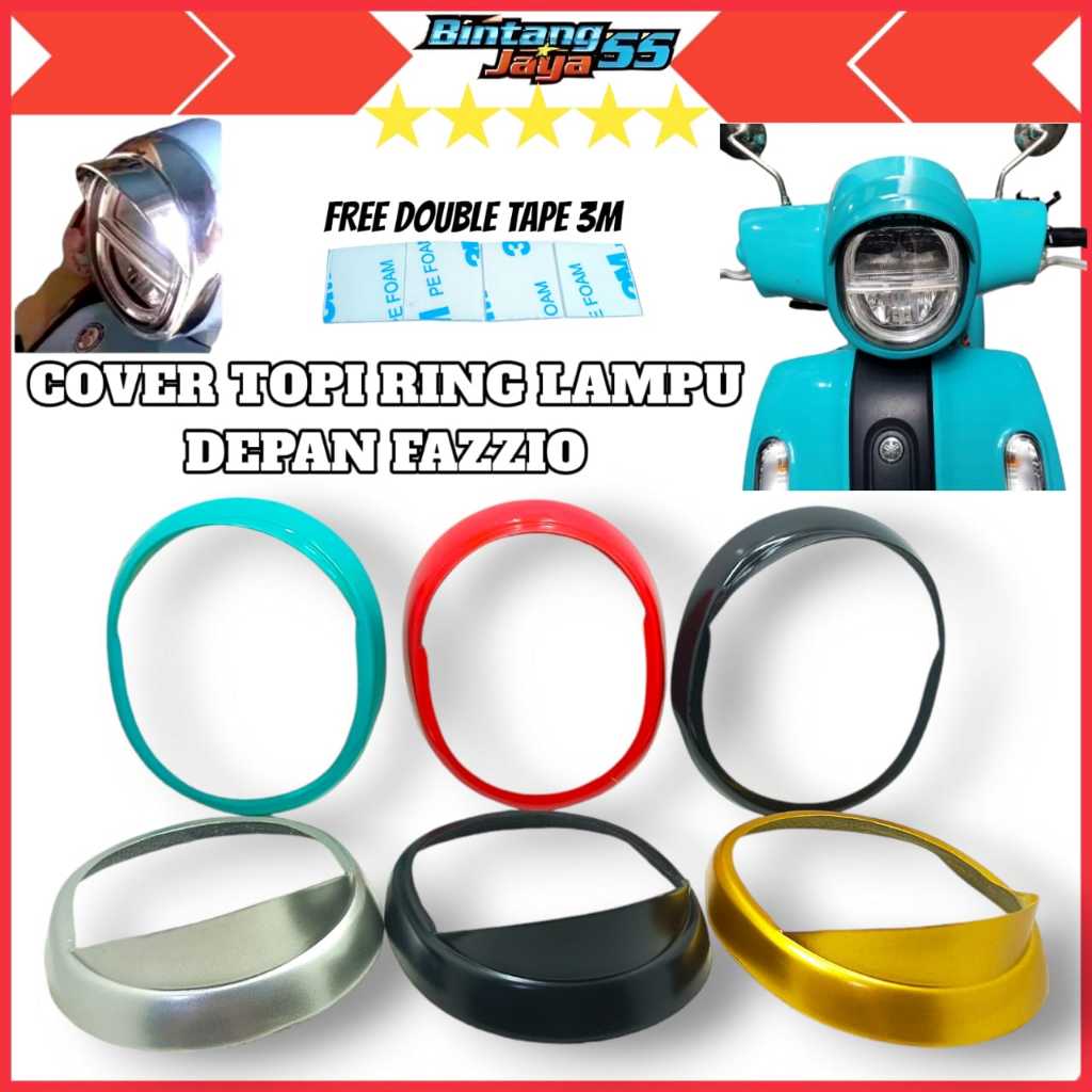 petlampu fazzio plastik crom pabrikan topi ring lampu depan tutup knalpot fazzio windshield fazzio T