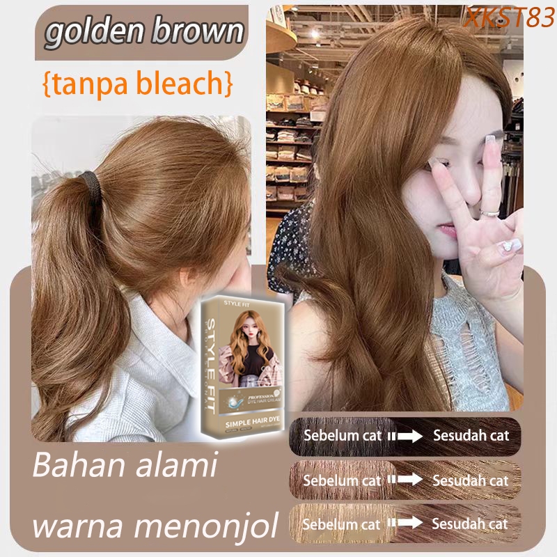 【Pengiriman cepat】STYLE FIT cat rambut golden brown* 200ml Tidak perlu bleach，fashion membuat,Lembut