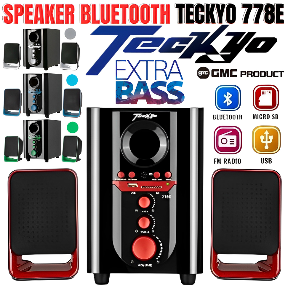 Speaker Aktif Bluetooth Gmc Teckyo 778e Radio Usb Aux Super Bass Original Speker Komputer Portable |