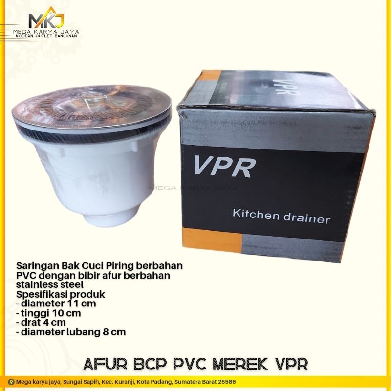 AFUR Bak Cuci Piring PVC merek VPR, Tapak Stenlis, Saringan Bak cuci piring