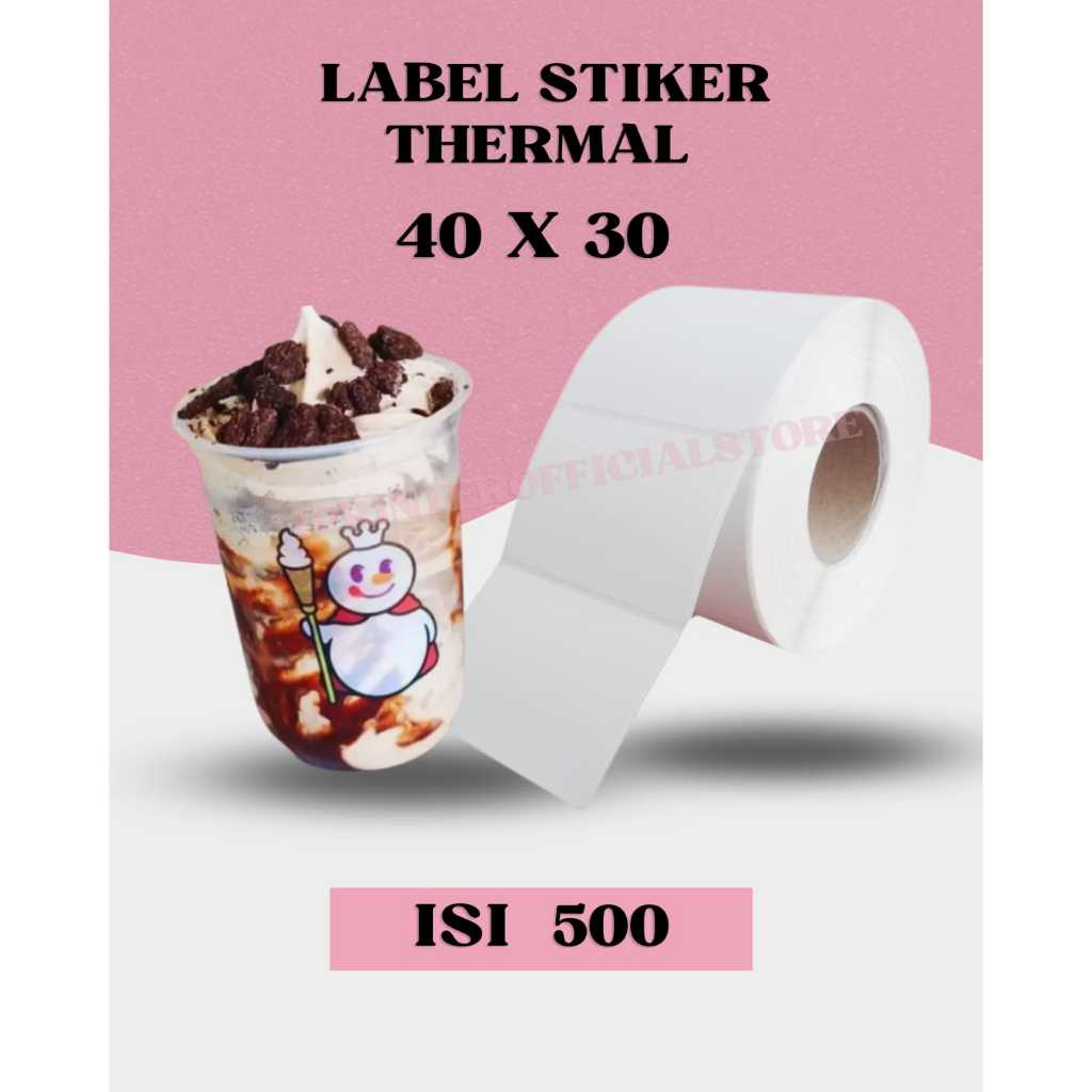 

Label Sticker Mixue Thermal 40x30 1 Line isi 500 Stiker Barcode 40x30 Core 1 Inch
