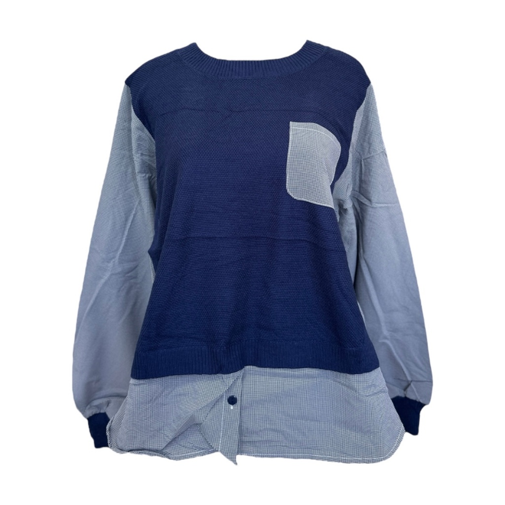 Blouse Kemeja Korean Sweater Wanita Kekinian Pattern Kotak-kotak /Korean Style | Mories Fashion