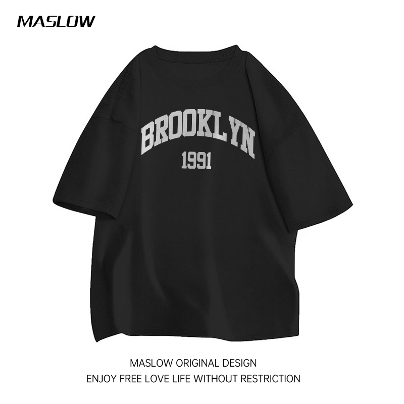 Maslow.Kaos Pria Import Crewneck Fashion Pria Kaos Korea Pria Oversize Kaos Casual 100%Katun