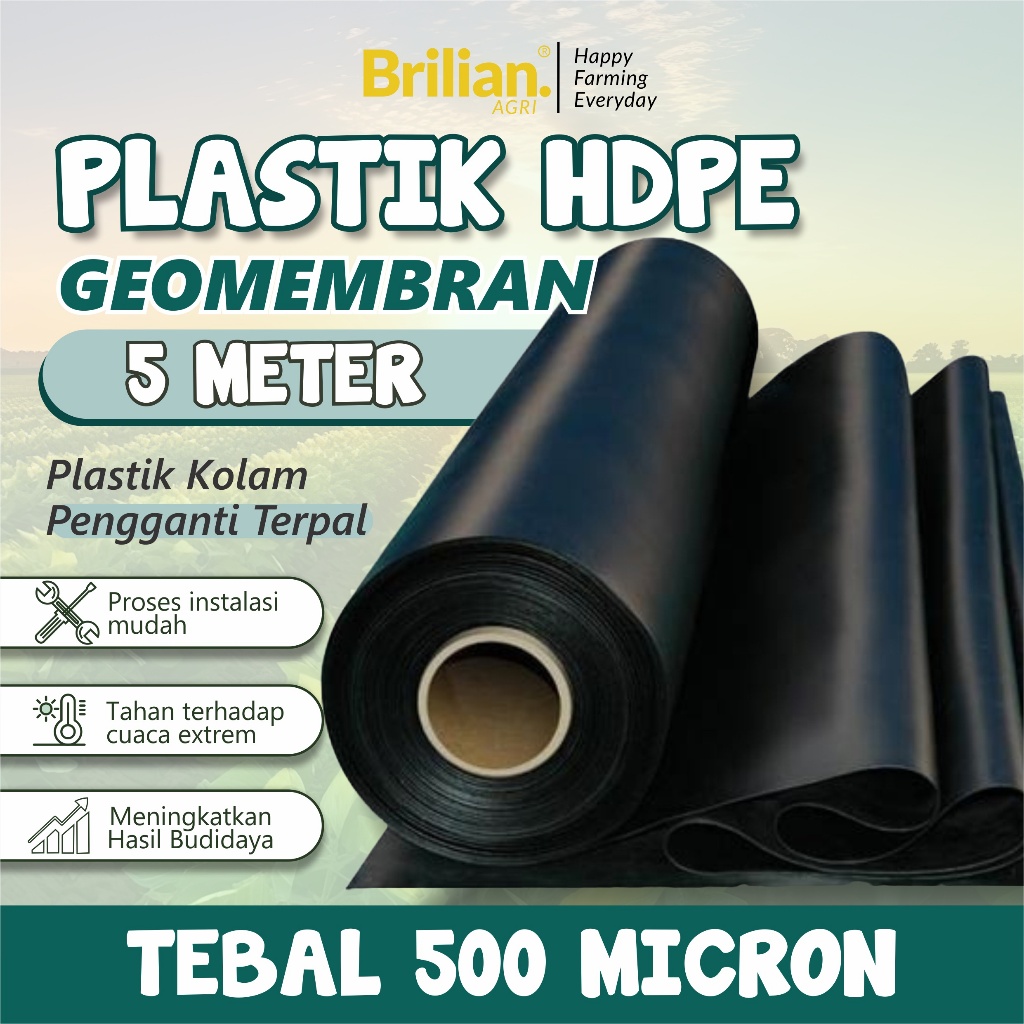 Geomembran HDPE Tebal 500 Micron Lebar 5 Meter