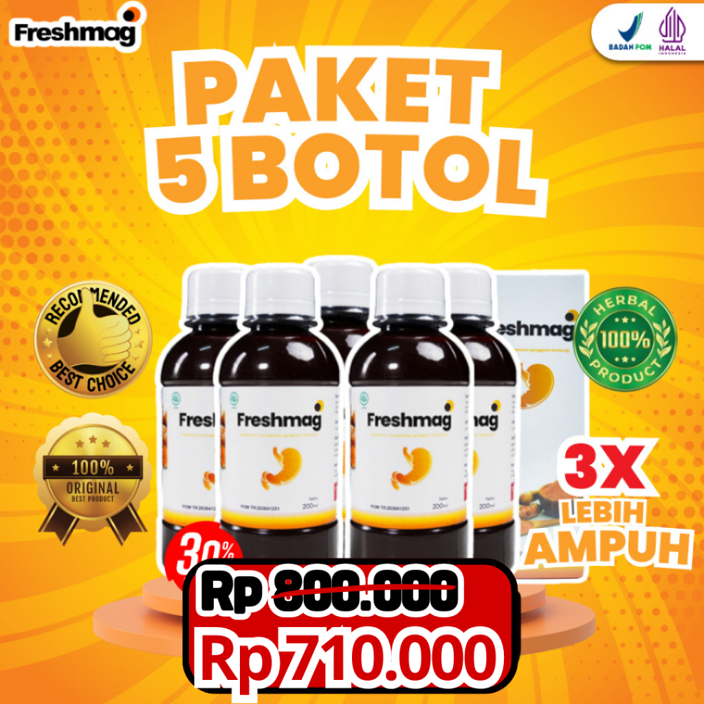 

PAKET 5 BOTOL FRESHMAG ORIGINAL - SOLUSI TEPAT AMANKAN ASAM LAMBUNG MAAG KRONIS GERD