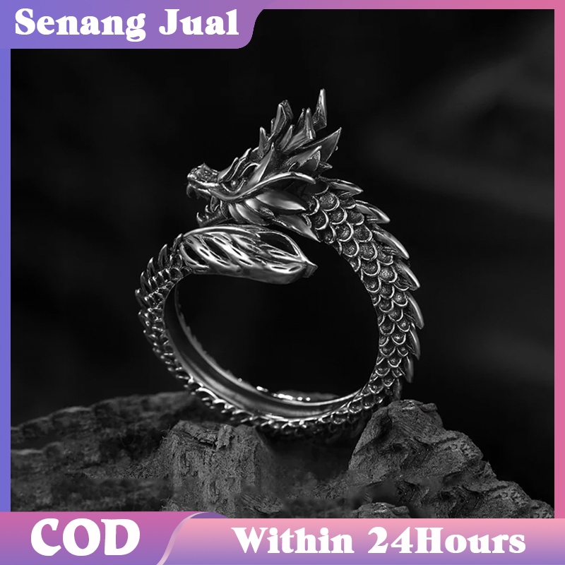 Cincin Naga Melingkar Cincin Rock N Roll Dragon Ring Cincin Punk Pria