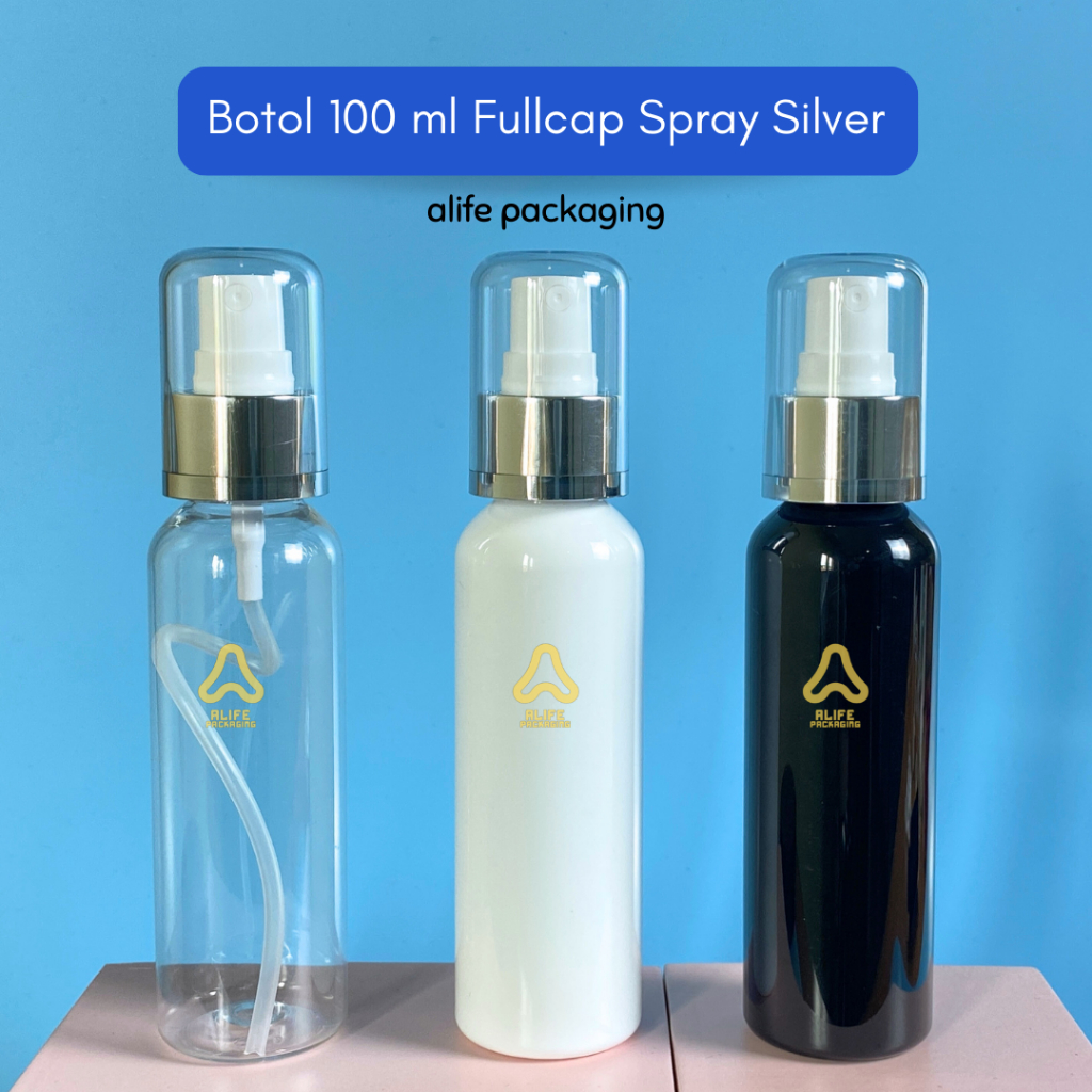 Botol Spray Fullcap 100 ml | Botol Fullcap Spray Silver 100 ml | Botol Spray 100 ml - BR
