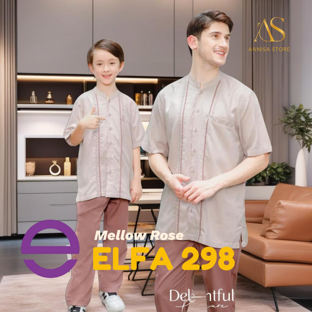 BAJU  SARIMBIT KELUARGA ETHICA COUPLE ELFA 298 MELLOW ROSE /KAHFI 295, & KAHFI KIDS 208 MELLOW ROSE