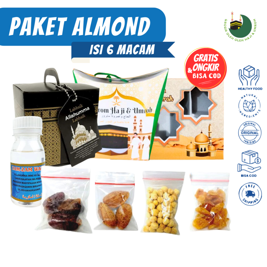 

Oleh Oleh Umroh dan Haji Paket Hampers Dus Teng-teng Kabah Air Zamzam Ori + Kurma Khalas + Almond