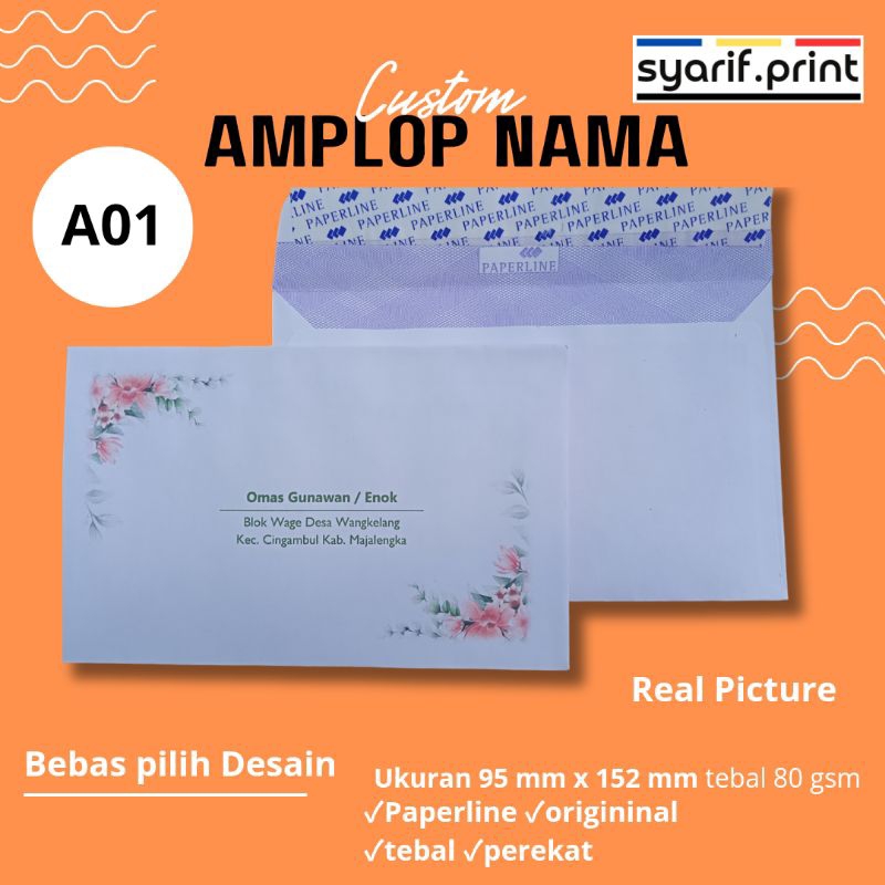 

50 pcs amplop kondangan / amplop nama Kustom / amplop Hajat / amplop THR / kertas paperline original sedang buklet putih