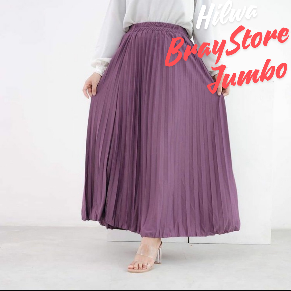 Rok Plisket Panjang Jumbo Maxi Pleated Skirt Daily Outfit Style Korea Pakaian Wanita Dewasa & Remaja