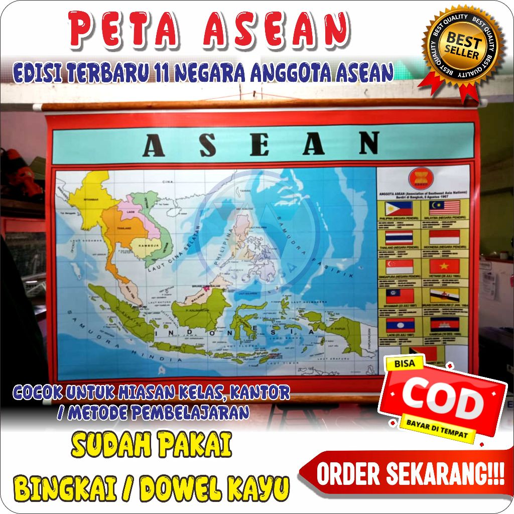 

PETA ASEAN BINGKAI KAYU | EDISI TERBARU 11 NEGARA