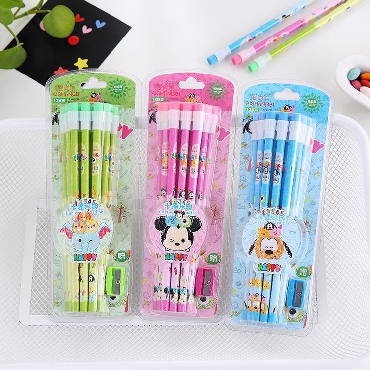 

Pensil Kayu Karakter Lucu Set Isi 12 pcs Anak Sekolah Kado Suvenir