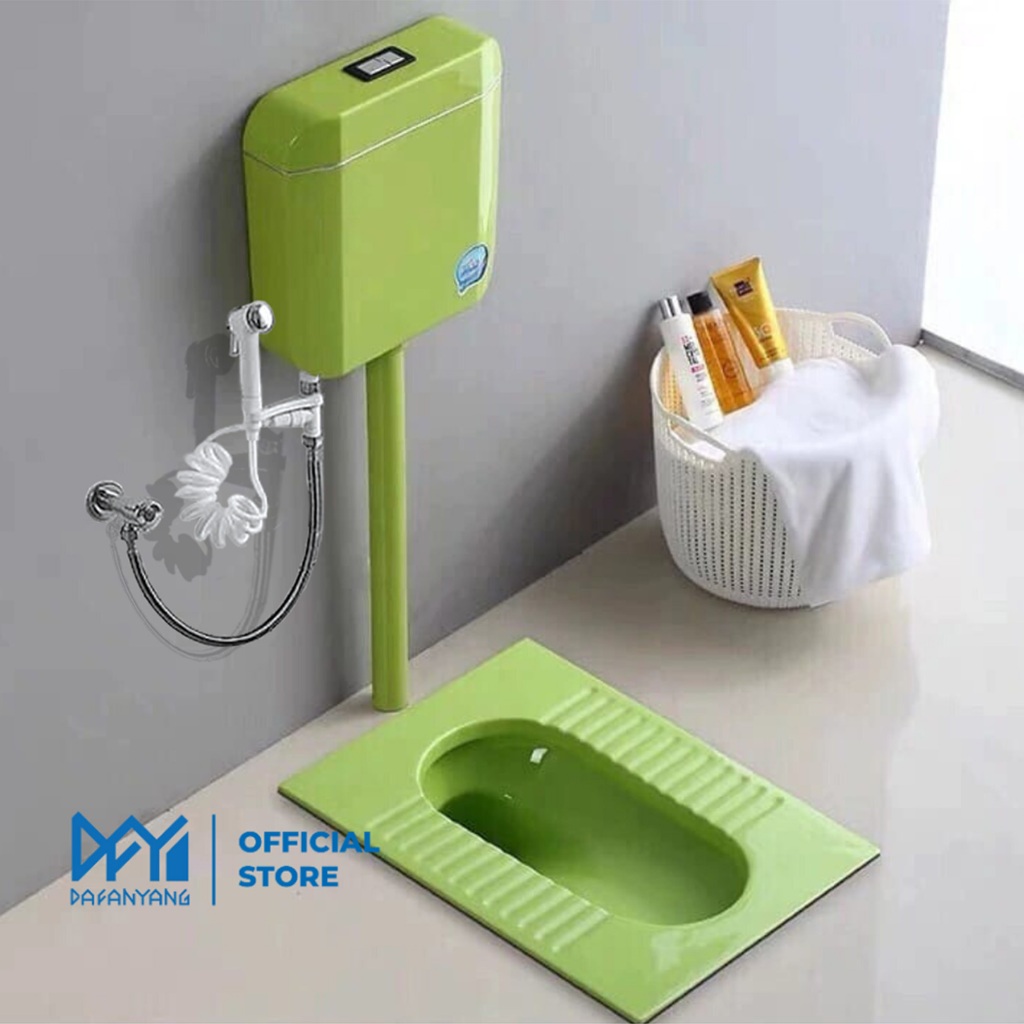HARGA GROSIR [Warna Baru] Kloset Jongkok Mr. Tao Flush Set SNI - Free Packing Kayu Watertank Wc