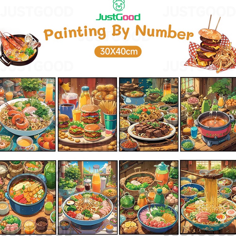 

With Frame Lukisan Minyak Seri Ramen Paint By Number Set 3 x 4 cm Realism Edition DIY Painting Kit Numbers Lukis Canvas Living Room Hanging Painting