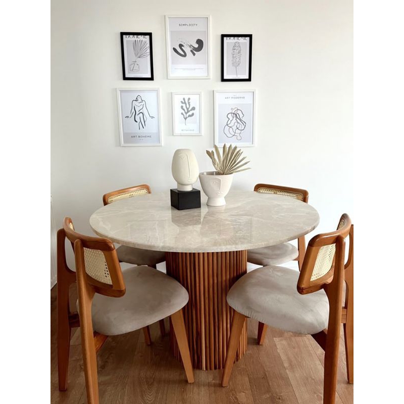 set meja makan meja marmer bulat