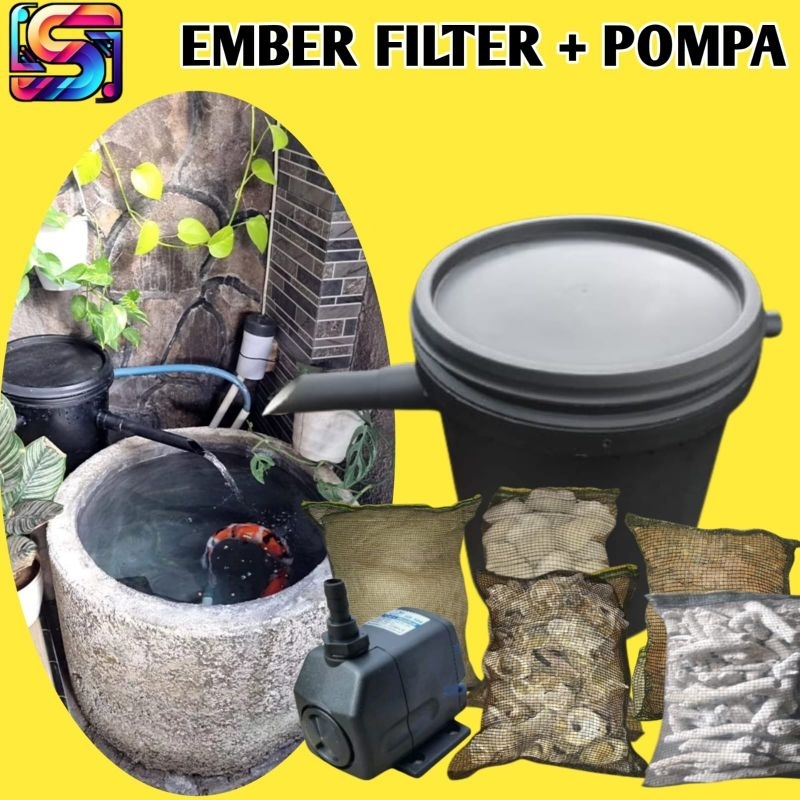 Ember filter kolam ikan koi sudah dengan pompa filter air