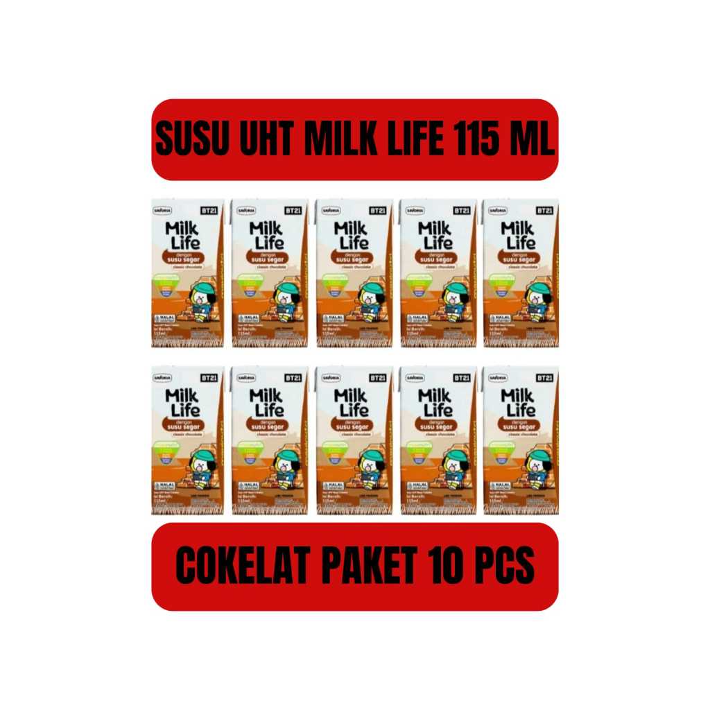 

susu UHT coklat milk life kids 115 ml bt21 (paket 10 pcs) / susu UHT cokelat