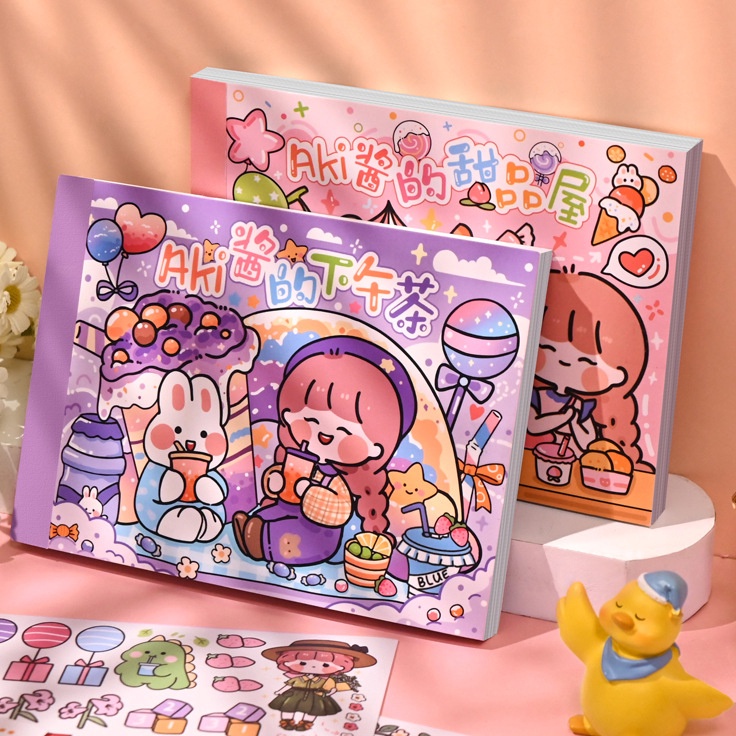 

Sekarang Hadir 5 lembar Buku stiker kertas lucu Koleksi stiker motif kartun imut untuk dekorasi jurnal scrapbook diary DIY Daily planner Aesthetic kreatif karakter buku harian cute girl Sticker book