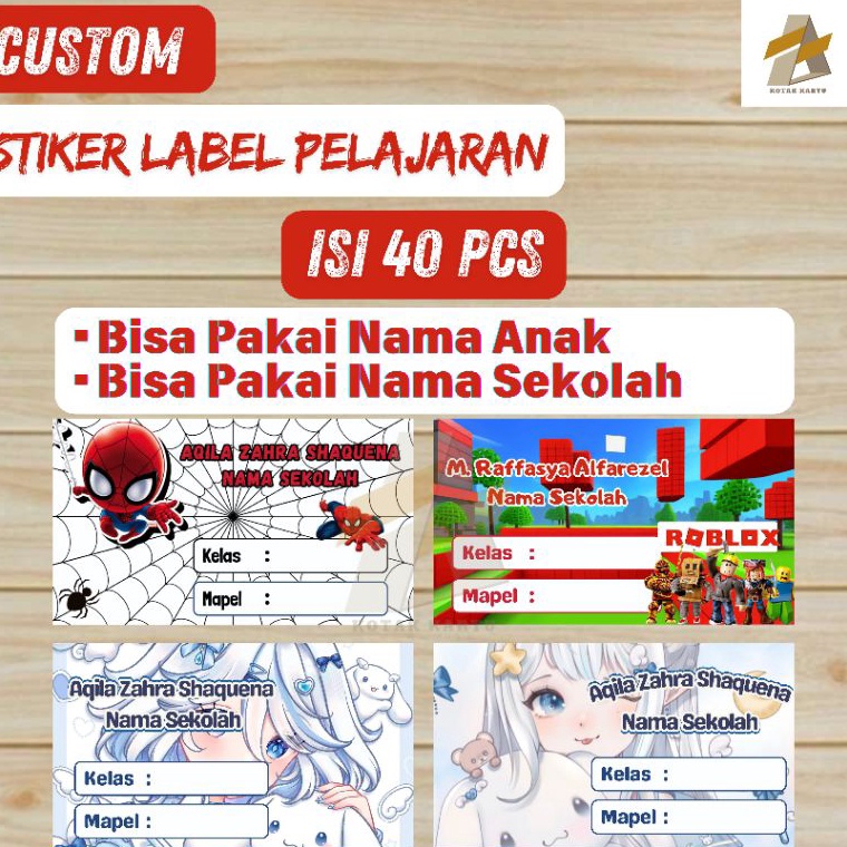 

Dijamin Asli Isi 4 pcs Label Stiker Buku Sekolah Stiker Custom Karakter Murah