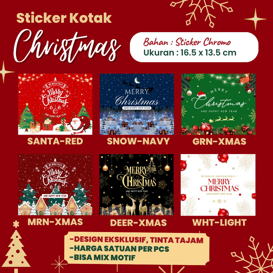 

Stiker Label Natal Sticker Kotak Box Hampers Merry Christmas untuk segel toples kue by Hapunni