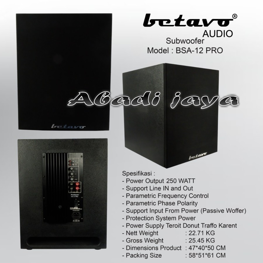 SUBWOOFER AKTIF BETAVO BSA12 PRO / BSA12PRO / BSA 12PRO 12INCH