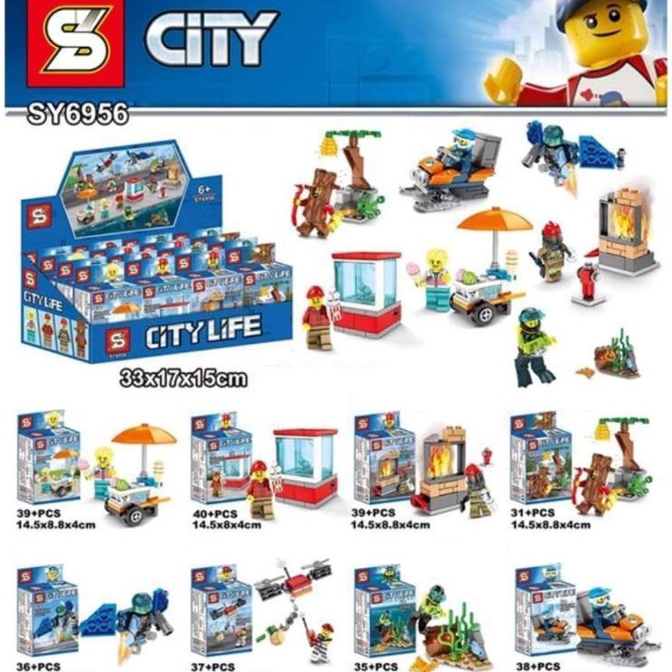 Grosir Terbatas  Brick Block SY 6956 Minifigure Seri City Life Set 8 SY6956