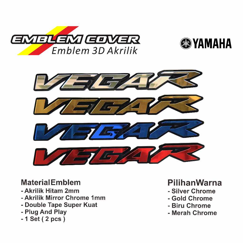 emblem 3d yamaha vega r old vega r new sepasang stiker body yamaha  vega r tempel body