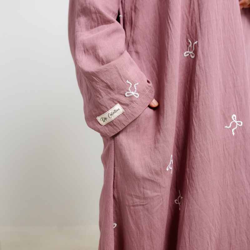 Zarina Abaya Coquette Pink Edition Remaja Dewasa Gamis Daily Pita Bordir By Zapiea