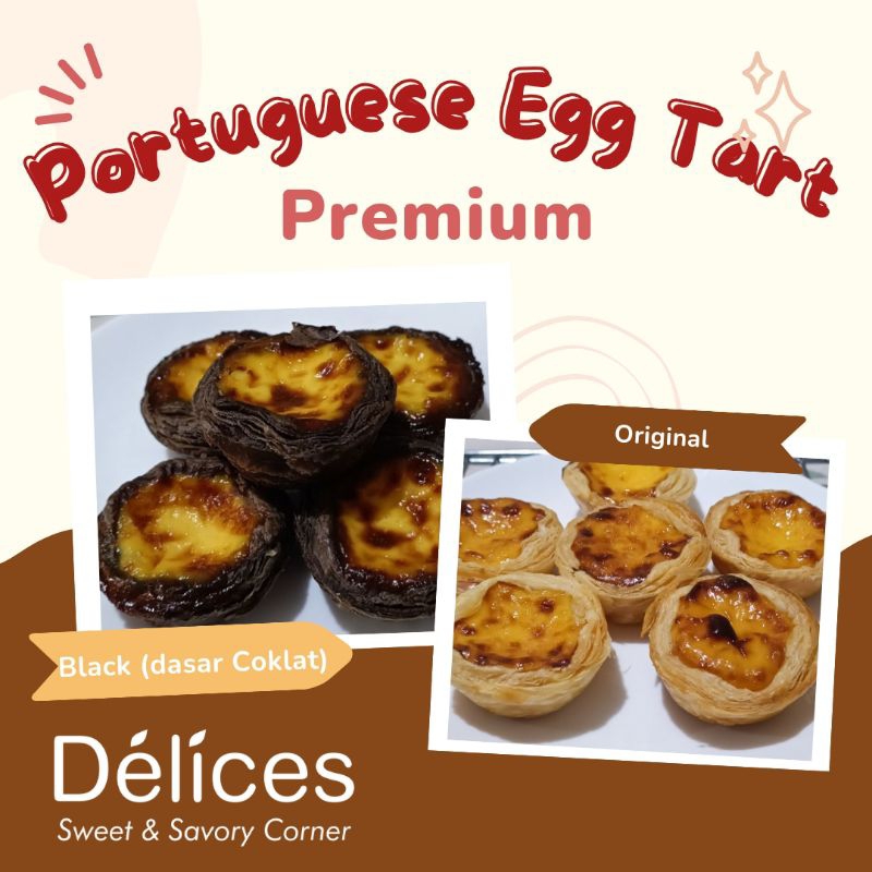 

Portuguese Egg Tart Premium (isi 12 pcs & 6 pcs), bisa untuk Birthday Hampers