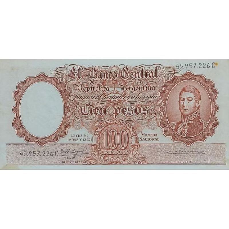 #Super sangat Murah Jarang Uang Negara Argentina 100 Peso 1954-1968 San Martin L Kondisis XF -AXF Ut