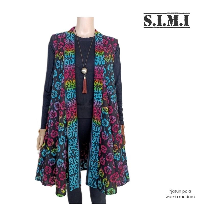 Long cardi (outer tanpa lengan) motif etnik batik cerah Murah Ukuran allsize