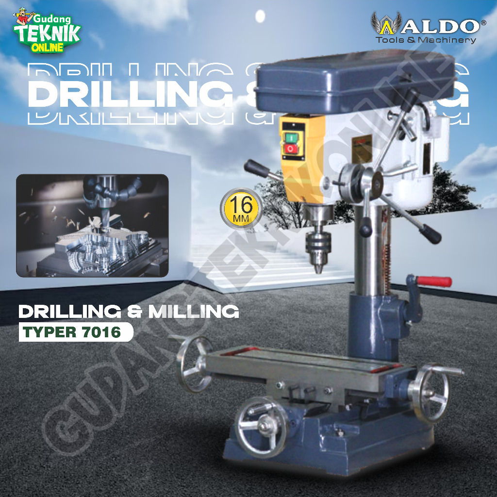 Mesin Bor Milling Duduk 16mm ALDO 7016 / Drilling Milling Machine 16mm Miling Dril 7016 ALDO