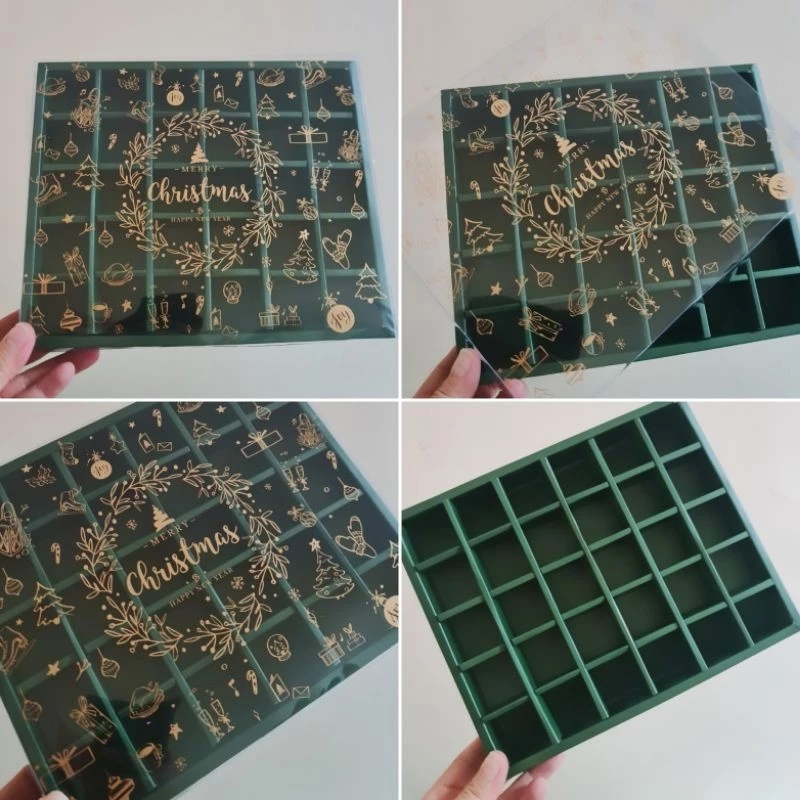 

( 5 pcs ) dus mika edisi natal kemasan brownies mini box sekat 30 ukuran 3.5x3.5x3.5 cm merry christmas