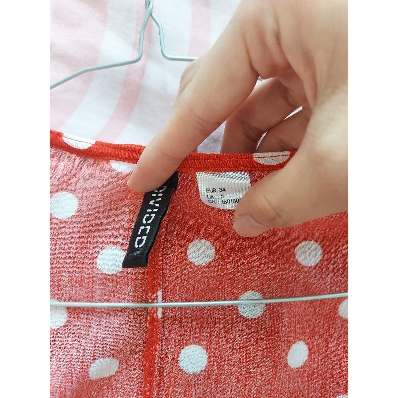Dress Polkadot Merah Putih Preloved HM divided Sisa Export